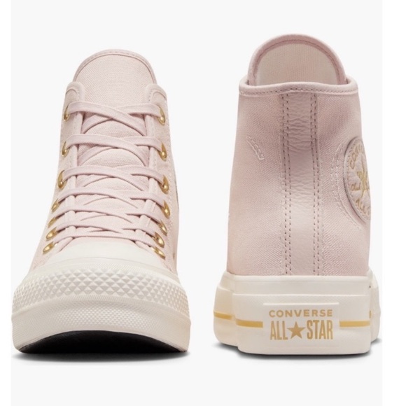 Converse Mauve Canvas High-Top Chuck Taylor Sneakers with Gold Accents - Picture 11 of 16